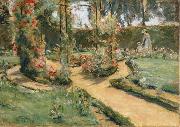 Max Liebermann The Rose Garden in Wannsee with the Artist-s Daughter and Granddaughter oil on canvas